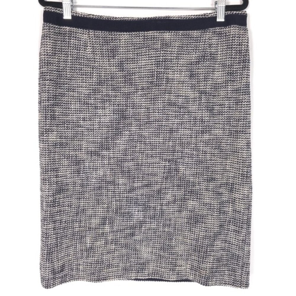 MaxMara WEEKEND Women’s Cotton‎ Waffle KNIT Straight Skirt Navy White Size US 14